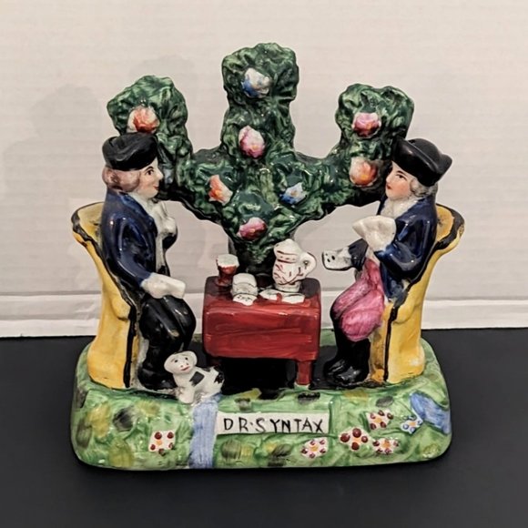 Antique Staffordshire Pottery "Dr Syntax Playing at Cards" - Picture 1 of 7